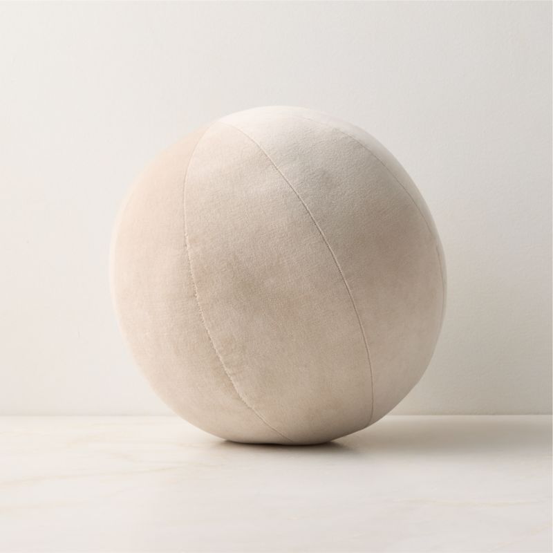 View Terre Light Taupe Velvet Sphere Throw Pillow 12" details