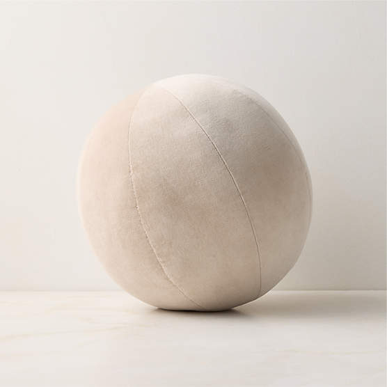 Terre Light Taupe Velvet Sphere Throw Pillow 12"