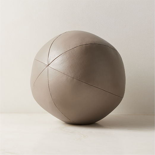 Terre Taupe Leather Sphere Throw Pillow 12"