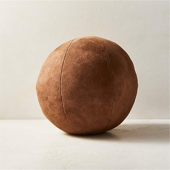 Terre Brown Suede Sphere Throw Pillow 12"