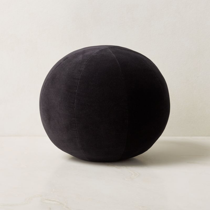 View Terre Black Velvet Sphere Throw Pillow 12" details