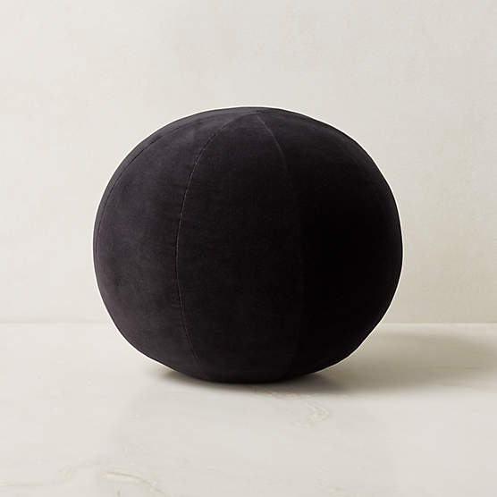 Terre Black Velvet Sphere Throw Pillow 12"