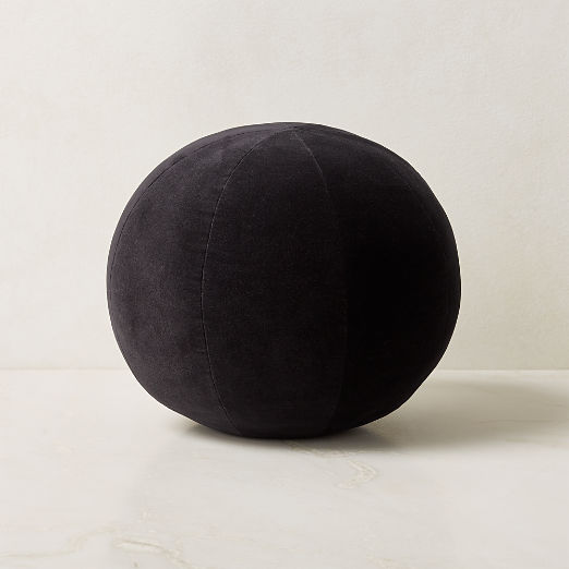 Terre Black Velvet Sphere Throw Pillow 12"