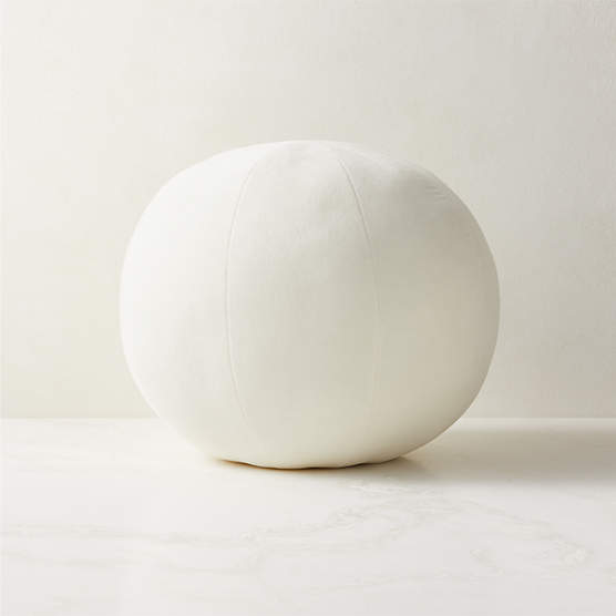 Terre Ivory White Velvet Sphere Throw Pillow 12"