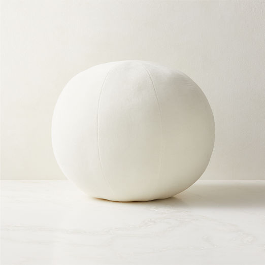 Terre Ivory White Velvet Sphere Throw Pillow 12"