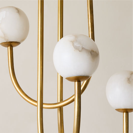 Terzo Aged Brass And Alabaster Pendant Light 21.2"