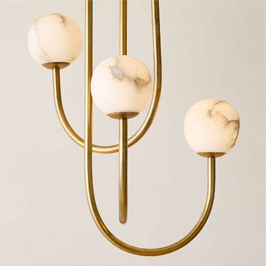 Terzo Aged Brass And Alabaster Pendant Light 21.2"