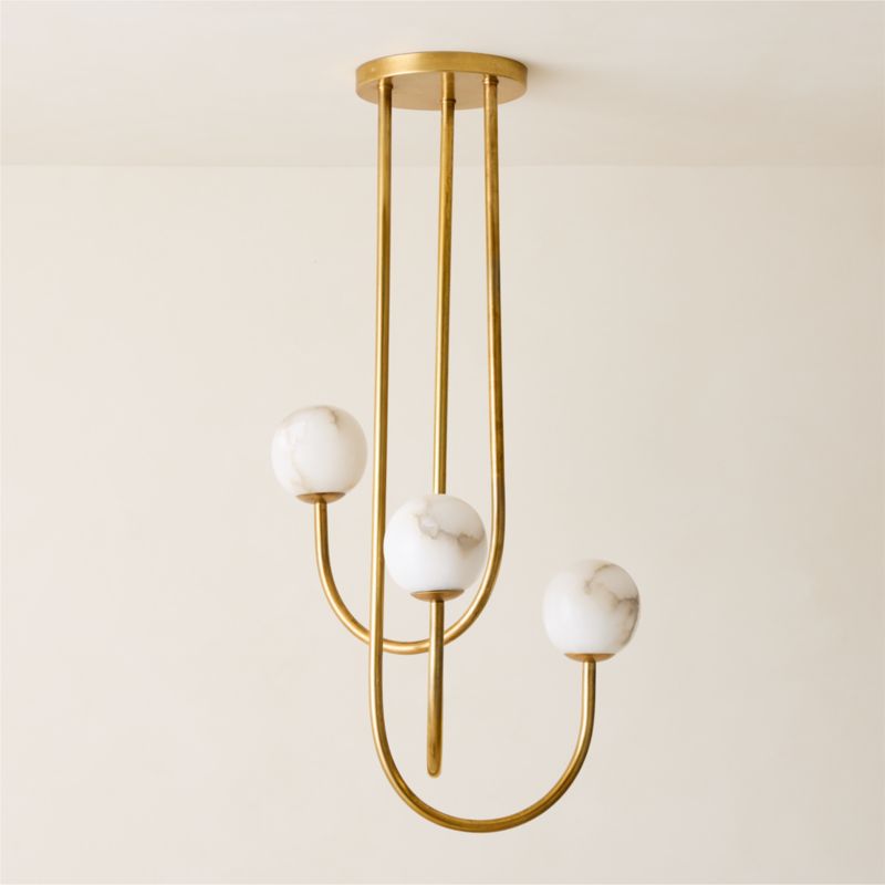 Terzo Aged Brass And Alabaster Pendant Light 21.2" - image 5 of 6