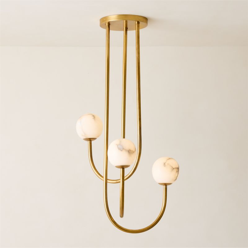 Terzo Aged Brass And Alabaster Pendant Light 21.2" - image 4 of 6