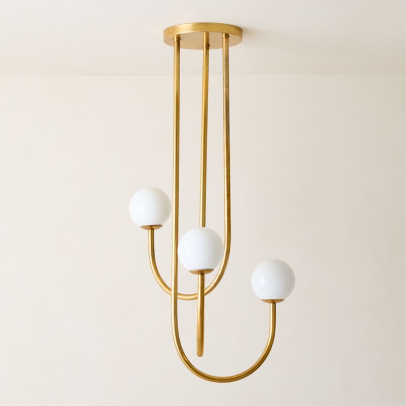 Terzo Aged Brass And Glass Pendant Light 21.2" - image 5 of 6