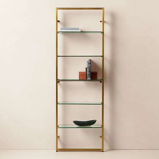 Tesso Brass Metal Wall Mount Bookshelf