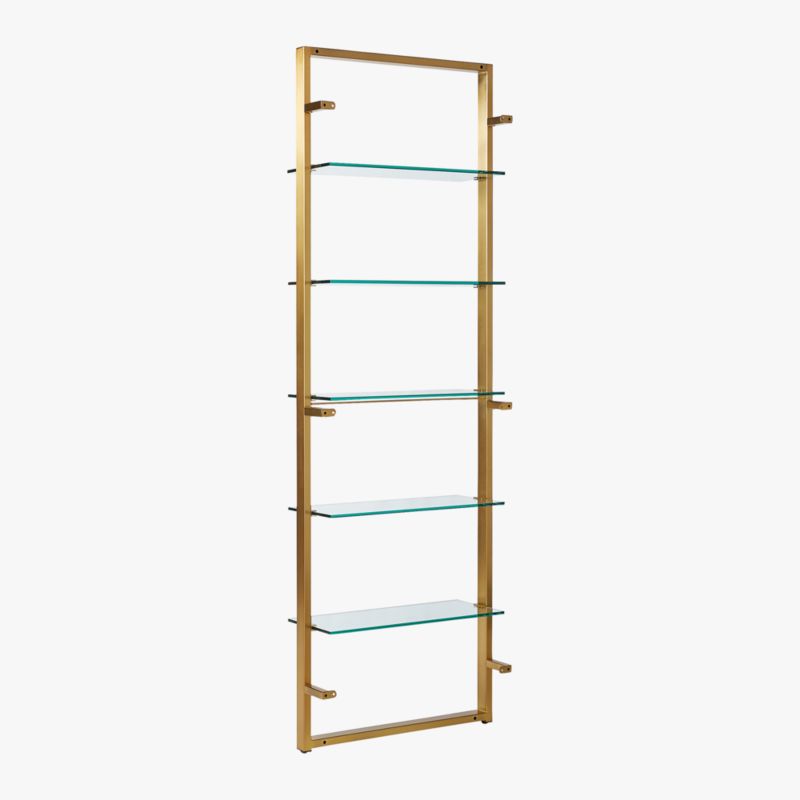 Pilsen Brass Bookcase with Glass Shelves + Reviews