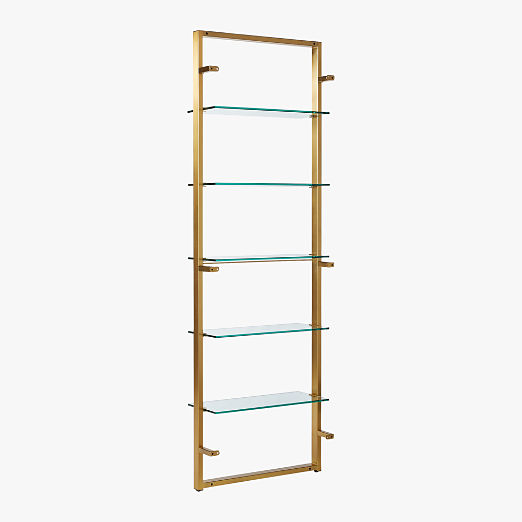 Tesso Brass Metal Wall Mount Bookshelf