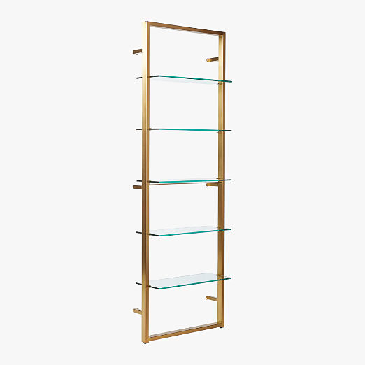 Tesso Brass Metal Wall Mount Bookshelf