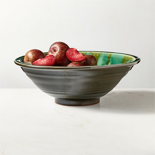 Amir Green Serving Bowl With Reactive Glaze by Nina Garcia