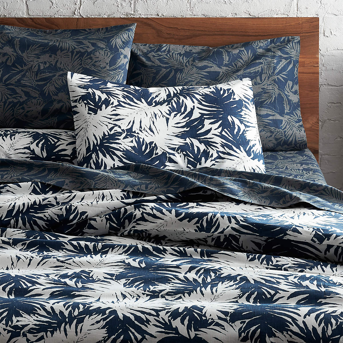 The HillSide Palm Leaves Full/Queen Duvet Cover + Reviews CB2