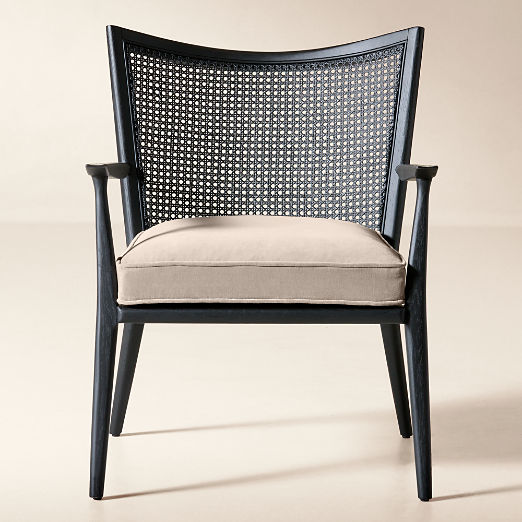 Thomas Cane Accent Chair with Off-White Velvet Cushion by Paul McCobb Set of 2