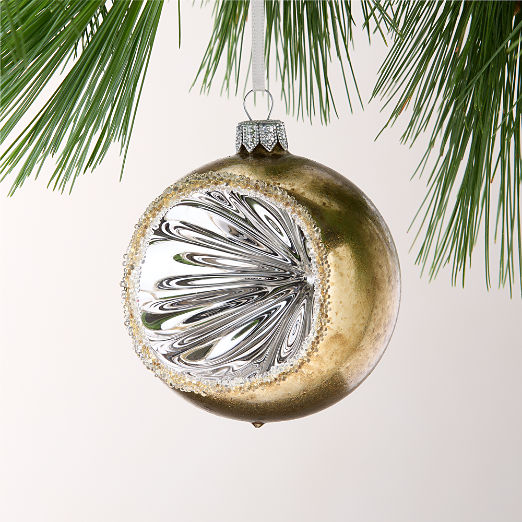 Therese Aged Hand Painted Brass Reflector Christmas Tree Ornament