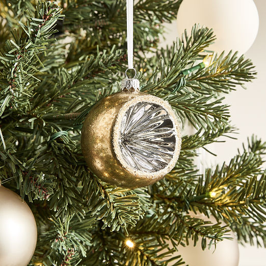 Therese Aged Hand Painted Brass Reflector Christmas Tree Ornament