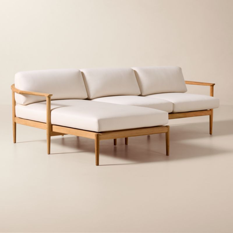 Tide 2-Piece Teak Left-Arm Chaise Outdoor Sectional Sofa with Ivory Sunbrella® Cushions - image 1 of 8