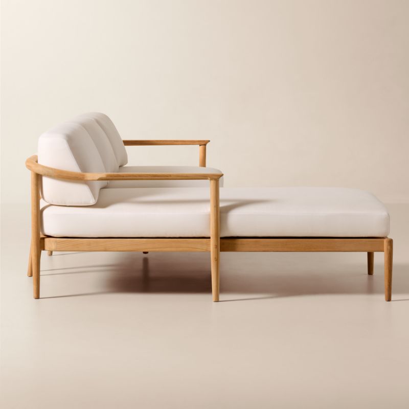 Tide 2-Piece Teak Left-Arm Chaise Outdoor Sectional Sofa with Ivory Sunbrella® Cushions - image 2 of 8