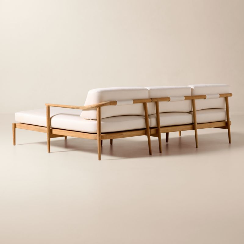 Tide 2-Piece Teak Right-Arm Chaise Outdoor Sectional Sofa with Ivory Sunbrella® Cushions - image 3 of 8