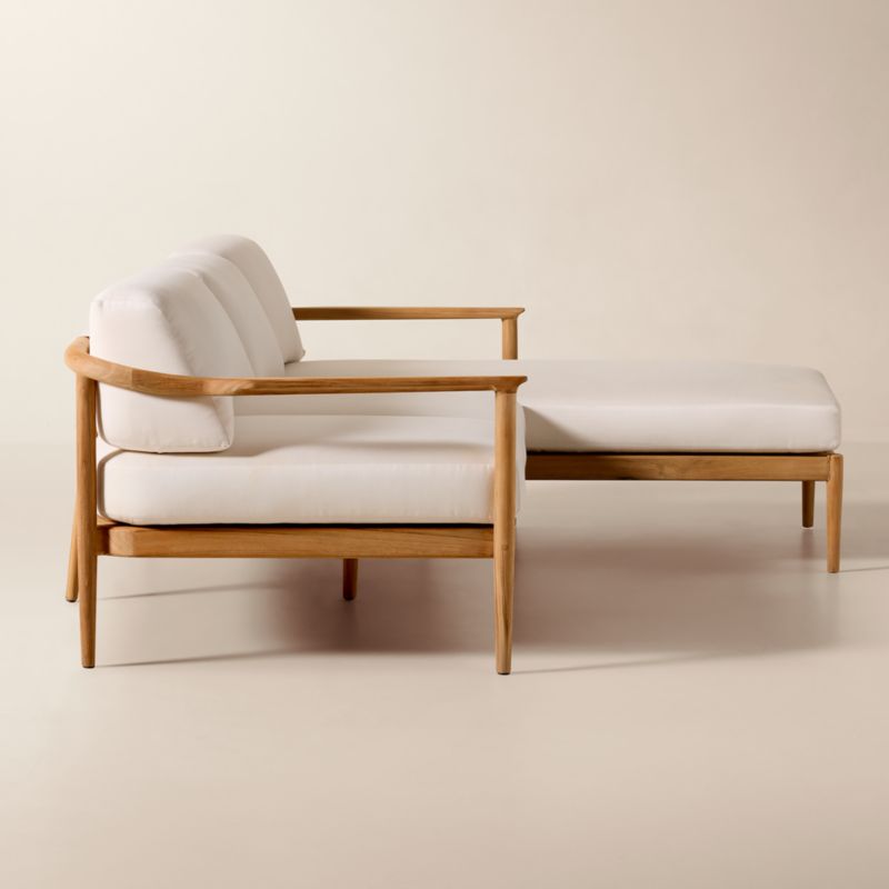 Tide 2-Piece Teak Right-Arm Chaise Outdoor Sectional Sofa with Ivory Sunbrella® Cushions - image 2 of 8