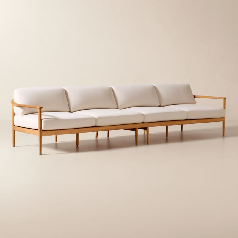 Tide 2-Piece Teak Outdoor Sectional Sofa with Ivory Sunbrella® Cushions - image 1 of 8