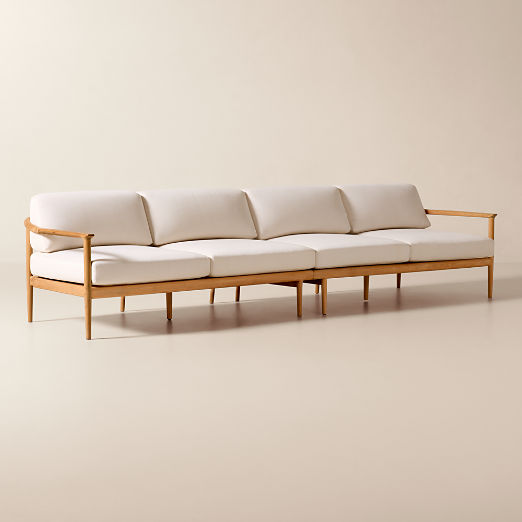 Tide 2-Piece Teak Outdoor Sectional Sofa with Ivory Sunbrella® Cushions