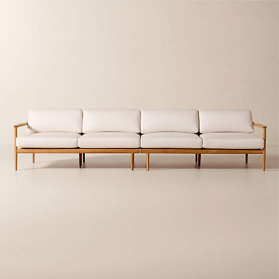 Tide 2-Piece Teak Outdoor Sectional Sofa with Ivory Sunbrella® Cushions