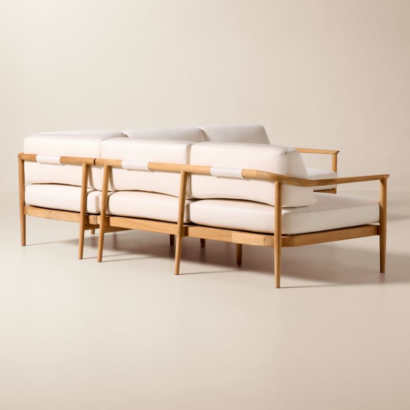 Tide 3-Piece L-Shaped Teak Outdoor Sectional Sofa with Ivory Sunbrella® Cushions - image 1 of 8