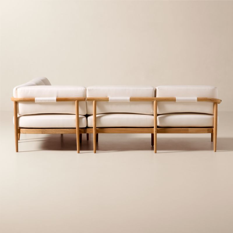 Tide 3-Piece L-Shaped Teak Outdoor Sectional Sofa with Ivory Sunbrella® Cushions - image 3 of 8