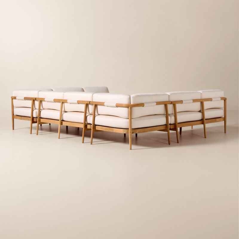 Tide 5-Piece U-Shaped Teak Outdoor Sectional Sofa with Ivory Sunbrella® Cushions - image 3 of 8