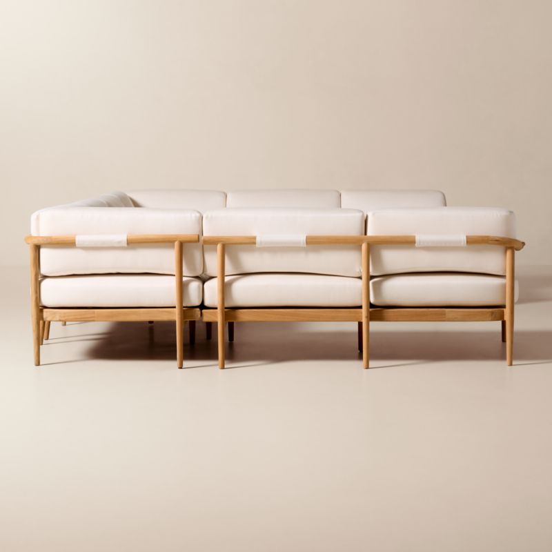 Tide 5-Piece U-Shaped Teak Outdoor Sectional Sofa with Ivory Sunbrella® Cushions - image 2 of 8