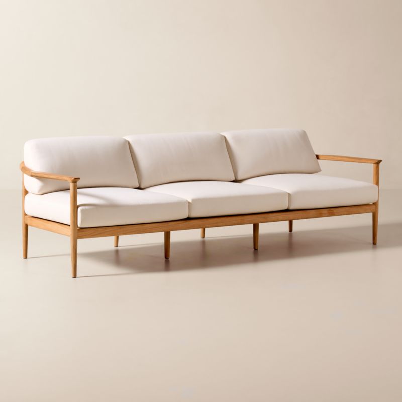 Tide 95" Teak Outdoor Sofa With Ivory Sunbrella® Cushions - image 3 of 10