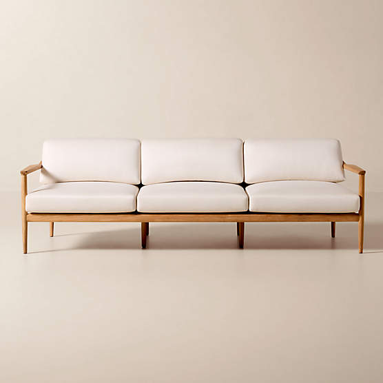 Tide 95" Teak Outdoor Sofa With Ivory Sunbrella® Cushions