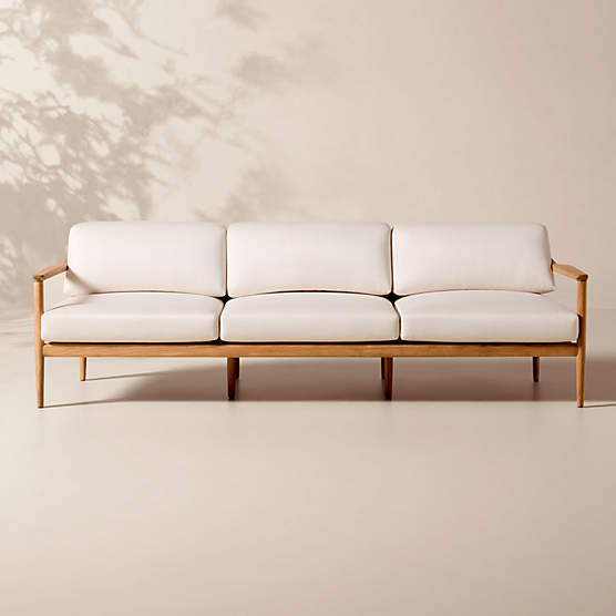 Tide 95" Teak Outdoor Sofa With Ivory Sunbrella® Cushions