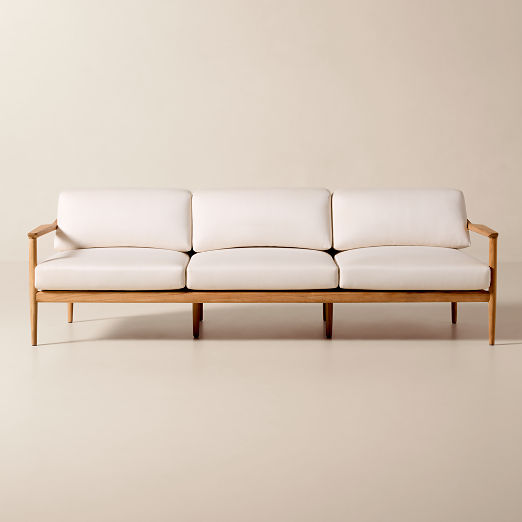 Tide 95" Teak Outdoor Sofa With Ivory Sunbrella® Cushions