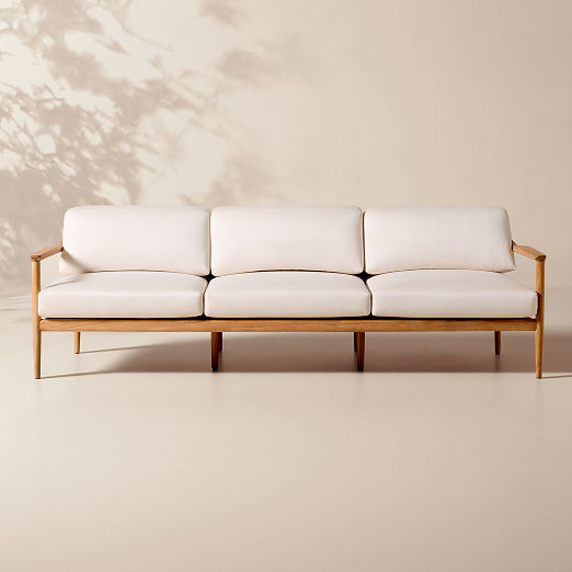 Tide 95" Teak Outdoor Sofa With Ivory Sunbrella® Cushions