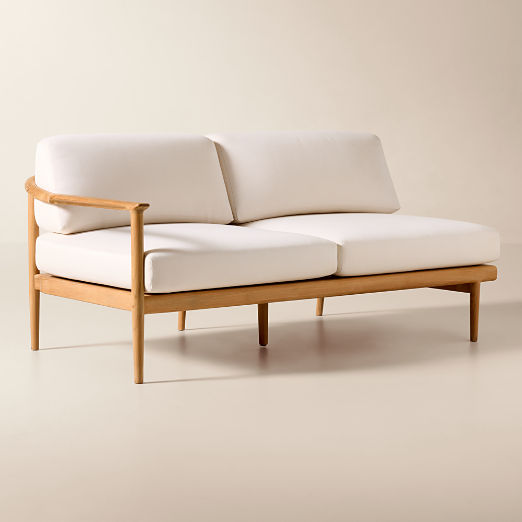 Tide Teak Outdoor Left-Arm Sofa With Ivory Sunbrella® Cushions