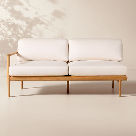 Tide Teak Outdoor Left-Arm Sofa With Ivory Sunbrella® Cushions