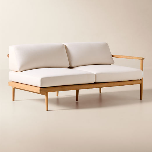 Tide Teak Outdoor Right-Arm Sofa With Ivory Sunbrella® Cushions