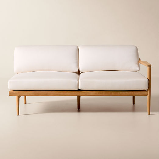 Tide Teak Outdoor Right-Arm Sofa With Ivory Sunbrella® Cushions