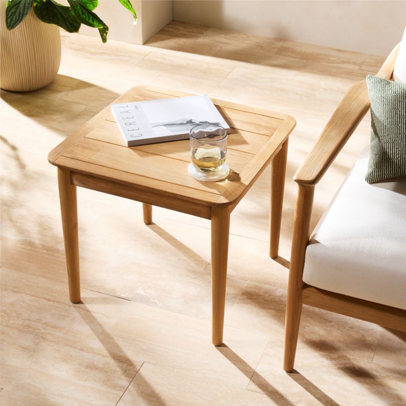 Tide Square Teak Outdoor Side Table - image 2 of 7