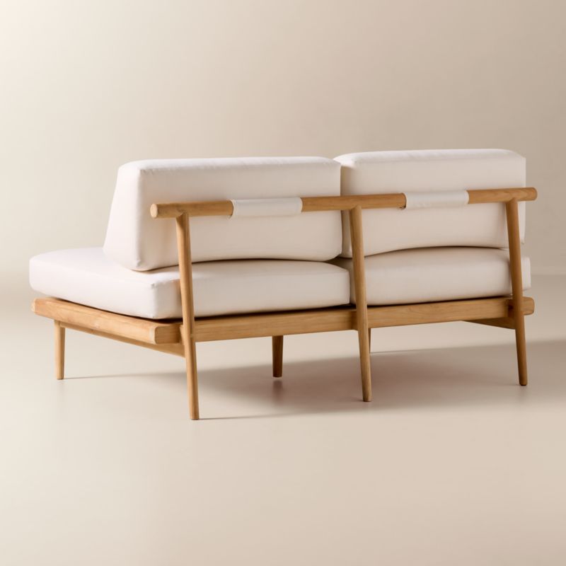 Tide Teak Outdoor Armless Loveseat With Ivory Sunbrella® Cushions - image 4 of 9