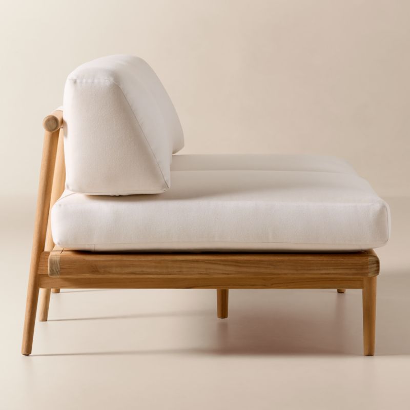 Tide Teak Outdoor Armless Loveseat With Ivory Sunbrella® Cushions - image 3 of 9