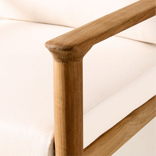 Tide Teak Outdoor Counter Stool With Ivory Sunbrella® Cushion