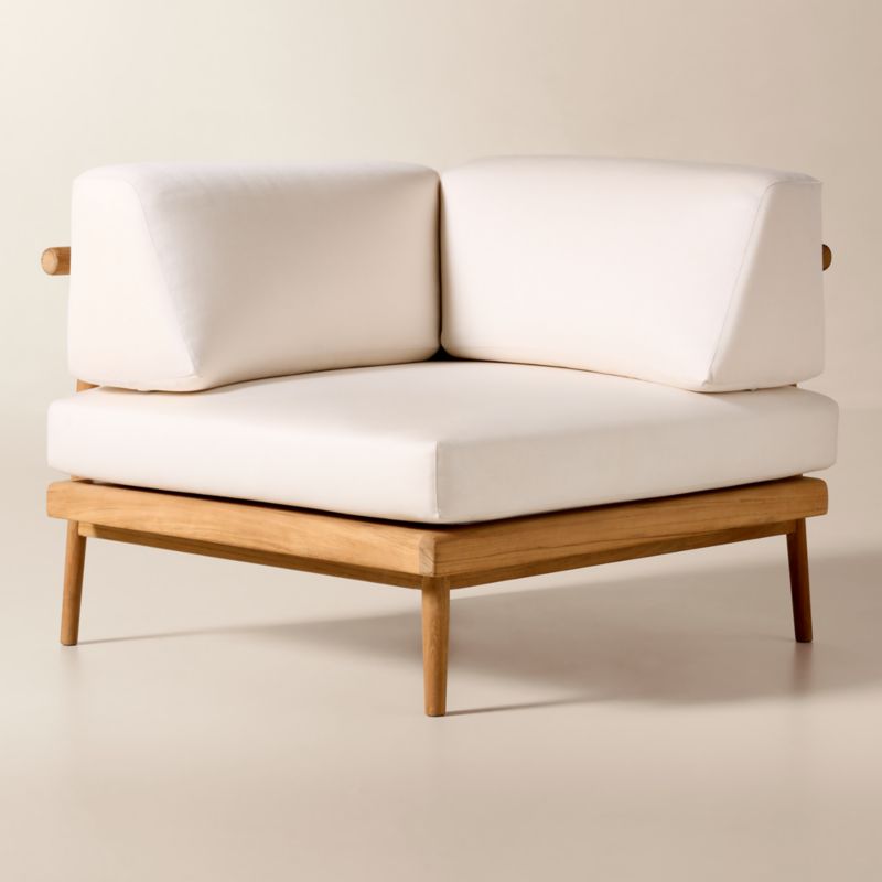 Tide Teak Outdoor Corner Chair With Ivory Sunbrella® Cushions - image 2 of 9
