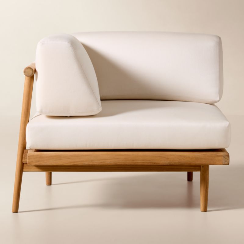 Tide Teak Outdoor Corner Chair With Ivory Sunbrella® Cushions - image 3 of 9
