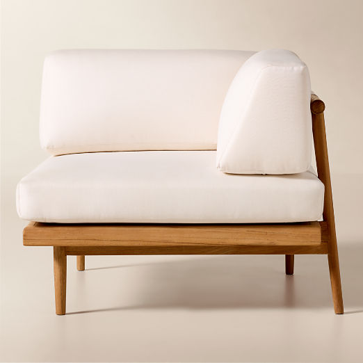 Tide Teak Outdoor Corner Chair With Ivory Sunbrella® Cushions